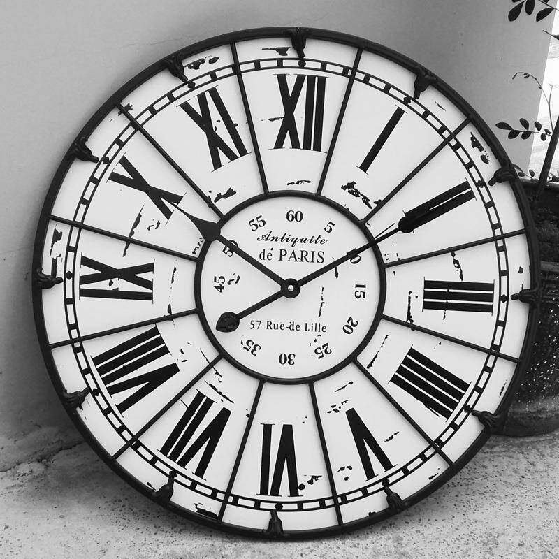 典复XZS古白简约钟经表大厅尺寸客黑轻奢装饰时钟墙贴壁创意挂钟