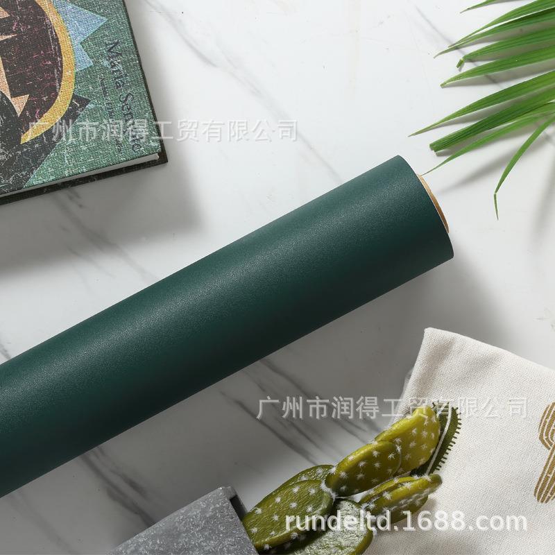 绿色TZV系复古墨绿加厚水P自VC粘墙纸背景卧防室家具纸橱柜翻新壁