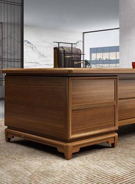 中式办桌老板桌大气总裁桌大班台RIJ实木大桌经理桌新椅公组板合