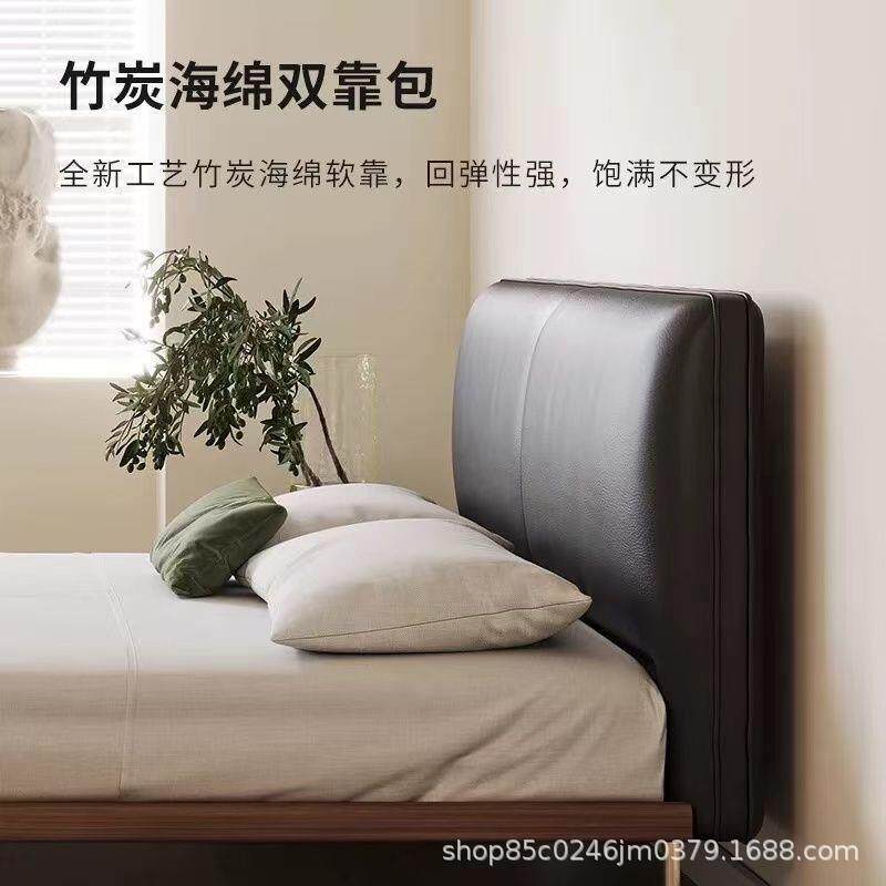 复古床轻奢现代头约简意式极简黑双色UZS实木软包豆腐块主卧人床