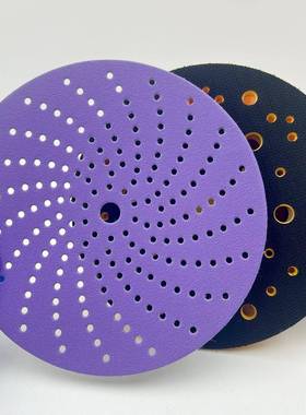 牛货6150寸mm紫色旋风砂绒纸多形孔干磨圆植100片P8陶瓷紫砂