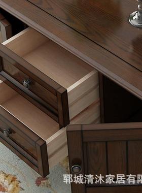 美式实木茶几白厅卧室蜡木家落JVT地客电视柜家居创意矮桌具储物