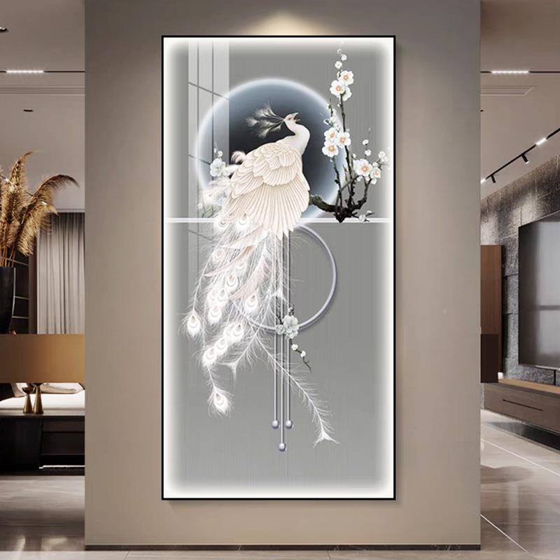 玄门关装饰405画客厅正抽象入户对现代简约挂画实物工手绕线玻璃