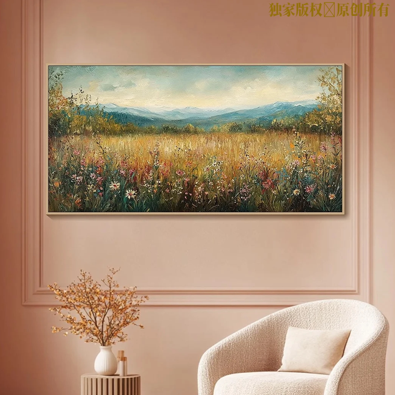 客厅风景数字油画手工填色解压diy填色丙烯画手绘油彩画减压装饰