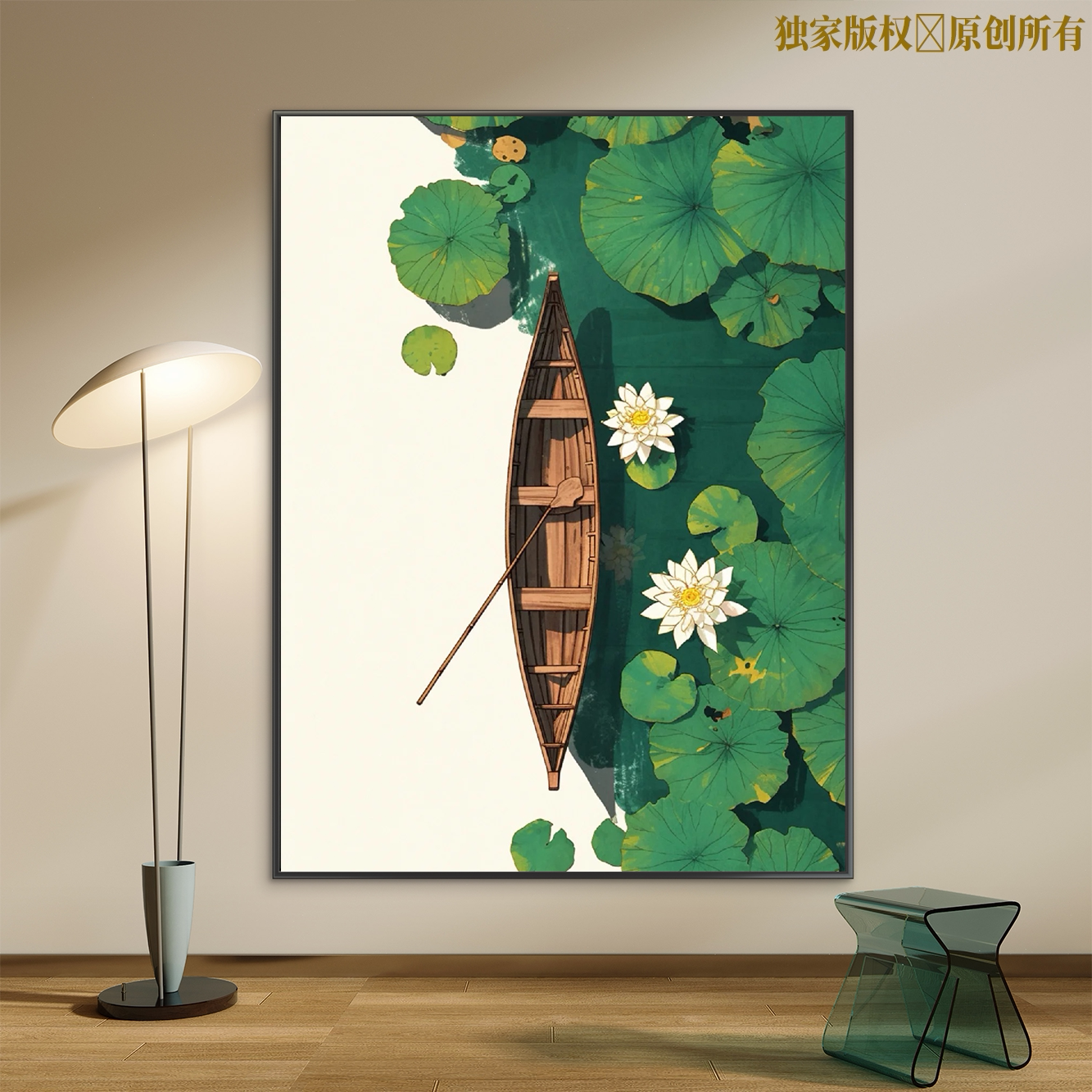 荷花风景数字油画diy填色手工简单可爱解压涂色写实客厅手绘装饰
