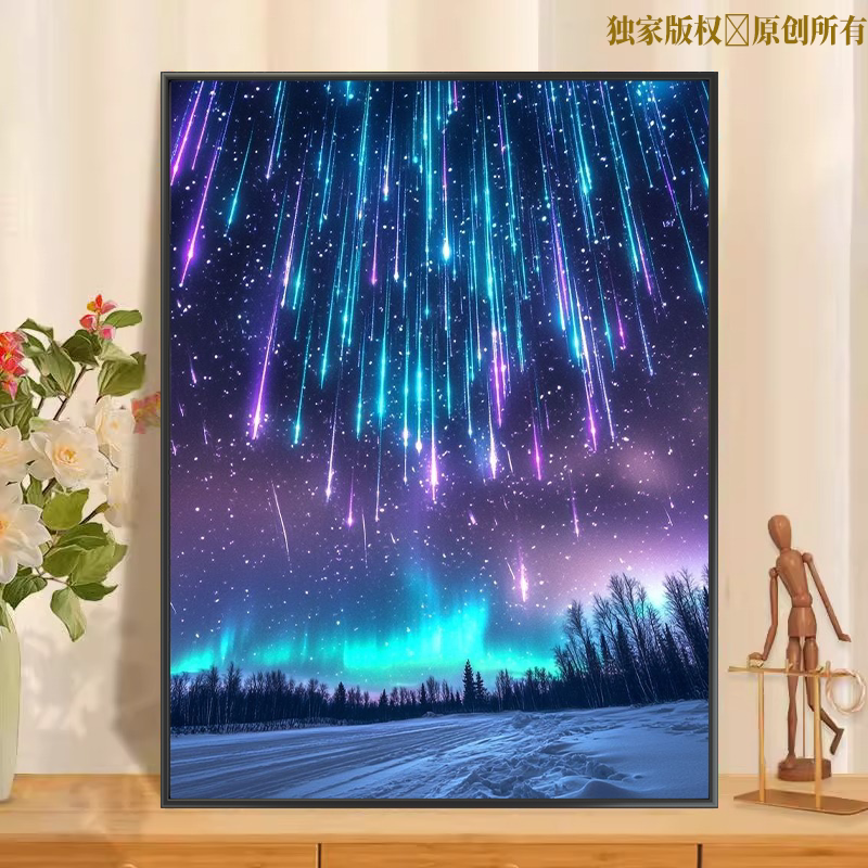 科幻风景数字油画diy填色手工解压涂色手绘油彩画丙烯颜料减压画