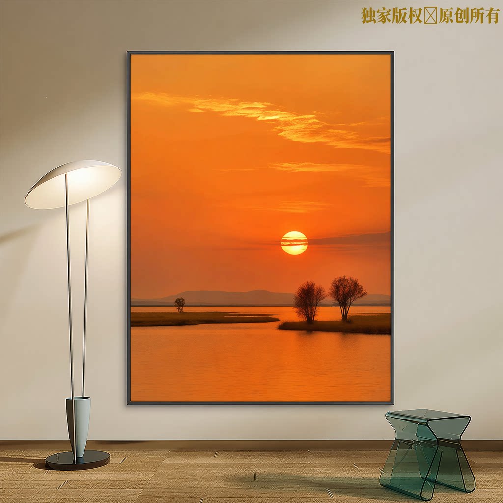 成人解压画数字油画diy填充手绘手工填色涂色玄关油彩画海边夕阳