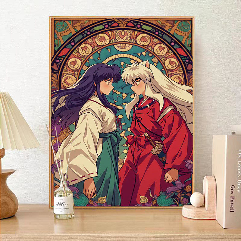 成人解压画数字油画diy填充手绘手工填色涂色玄关油彩画 犬夜叉