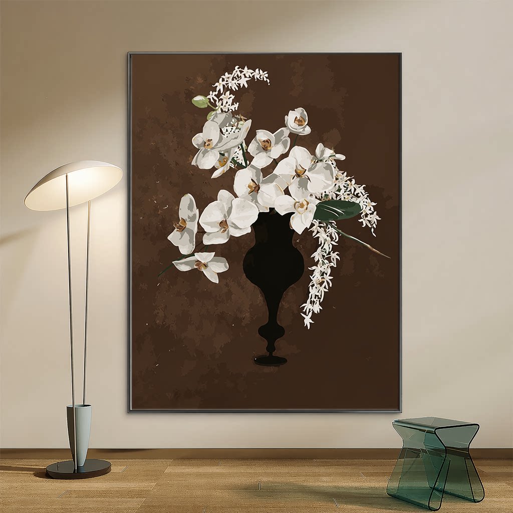 成人解压数字油画diy填充手绘手工填色涂色玄关油彩画 中古蝴蝶兰