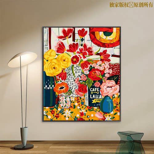 成人解压画数字油画diy填充手绘手工填色涂色玄关油彩画 紫丁香花
