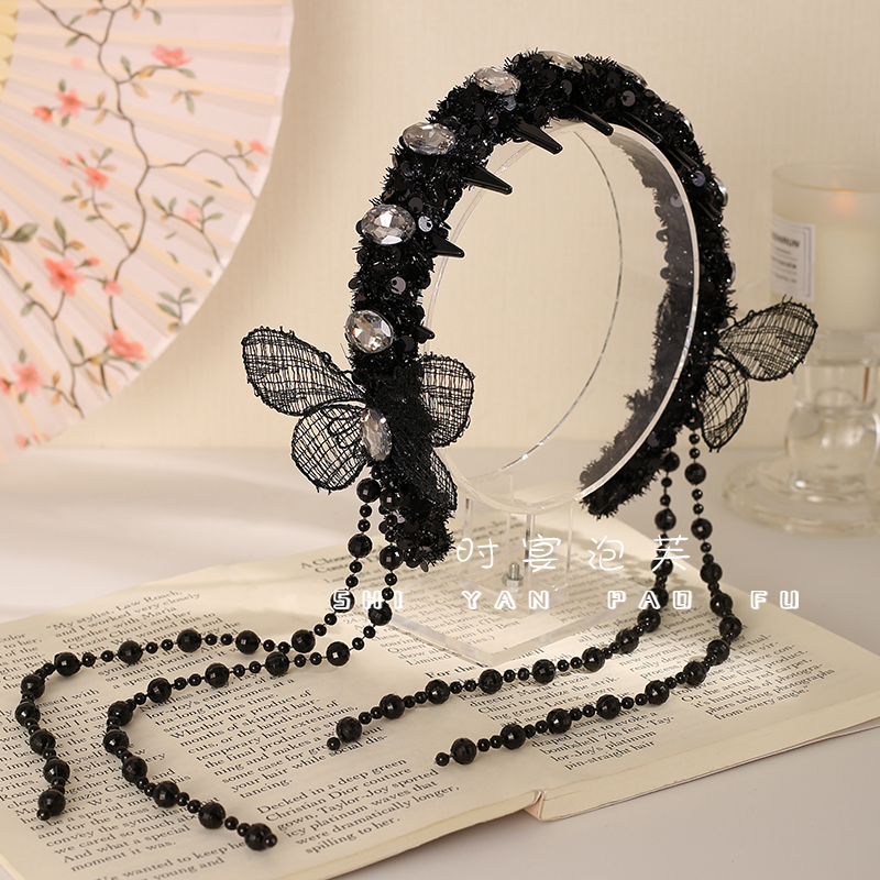 【蝴蝶精灵】发箍公主风森系亮片发饰花仙子晶晶流苏头饰气质头箍