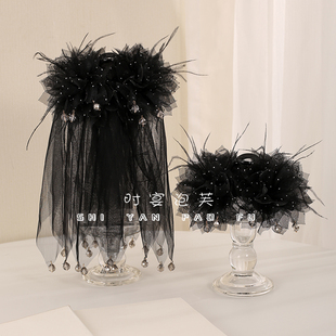 【天鹅湖裙摆】抓夹仙气羽毛轻纱百搭发饰清冷感原创头饰鲨鱼夹女