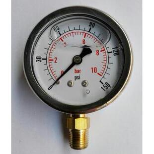 10bar 表面63～68mm径向 注油耐震压力表 不锈钢外壳 150psi 立式
