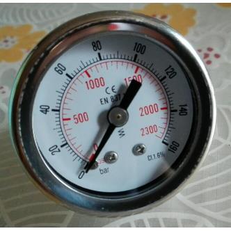 不锈钢外壳铜接头压力表yn-40-z 2300psi/160bar cl1.6 0-16MPA