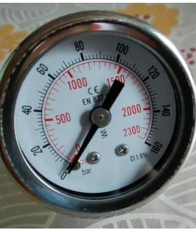 不锈钢外壳铜接头压力表yn-40-z 2300psi/160bar cl1.6 0-16MPA