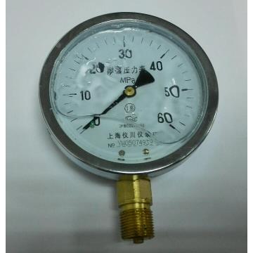 上海仪川仪表厂耐震压力表 yn-100 0～60mpa充油压力计 直径100mm