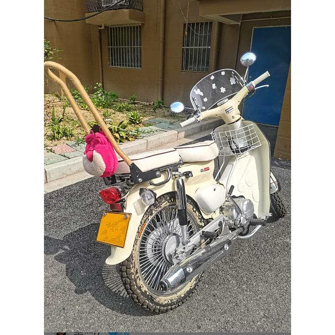 适用嘉陵CoCo复古改装扶手尾翼 嘉陵幼兽cub改装后靠背弯弓后尖弓