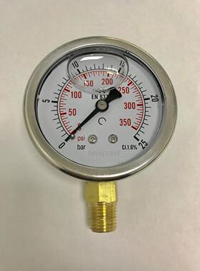 压力表25bar 350psi 螺纹1/4ZG 55度*19牙 直径68mm （背面61mm）