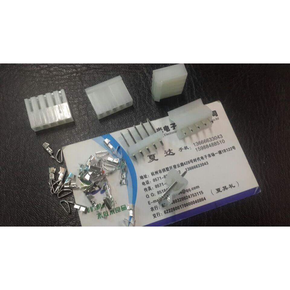 CH3.96-5P接插件 间距3.96MM 插头+直插座+插簧 一套 直针