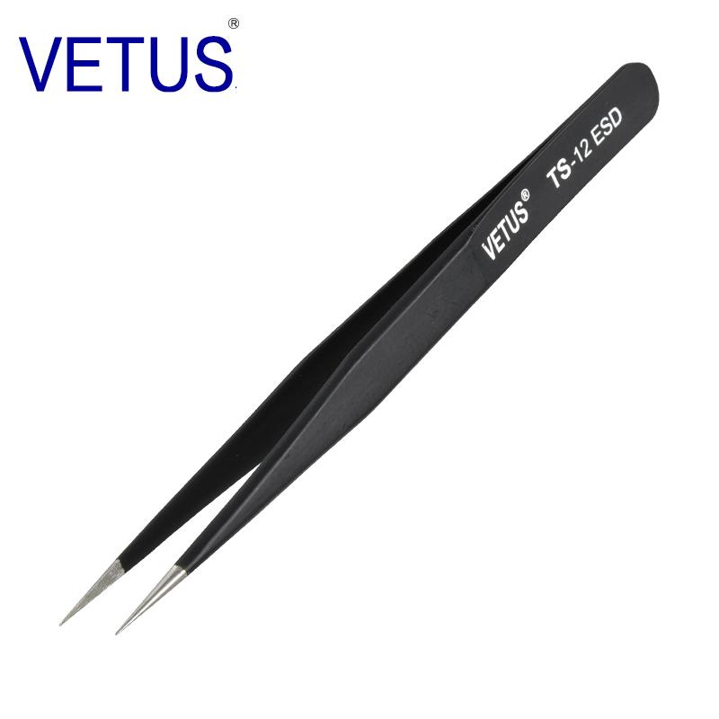VETUS 防静电高精密镊子TS-12 ESD（135mm）不锈钢防磁防酸 钟表
