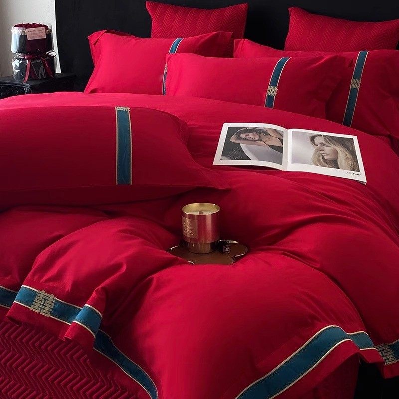 中式约喜字四件套大红色新婚陪嫁被套婚庆床上用品婚房备婚床盖,床上用品,婚庆床品套件,淘宝优惠券,粉丝福利购,淘宝优惠卷