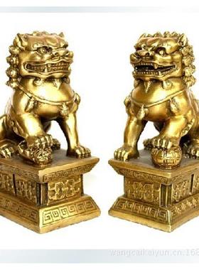 批发铜狮子摆件一对大小号铜狮子摆件狮子家居门口装饰摆设工艺品