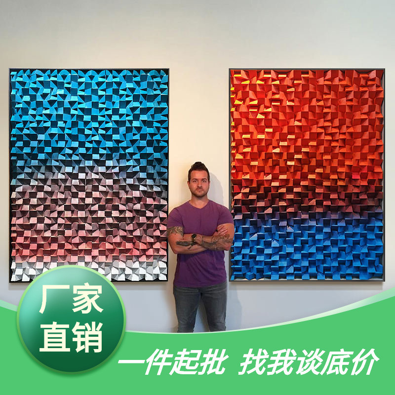 轻奢客厅玄关装饰画高档木头大幅装置艺术挂画走廊立体壁画实物图片