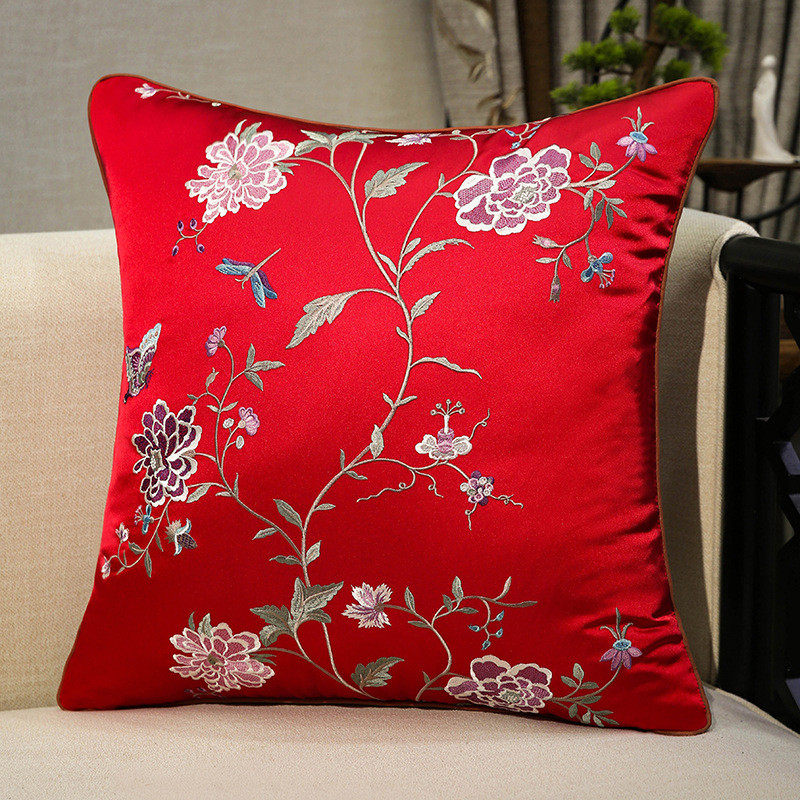 中国风刺绣抱枕红木沙发靠垫绣花蝴蝶花朵床头靠实木椅子护腰靠枕,居家布艺,靠垫/抱枕,淘宝优惠券,粉丝福利购,淘宝优惠卷