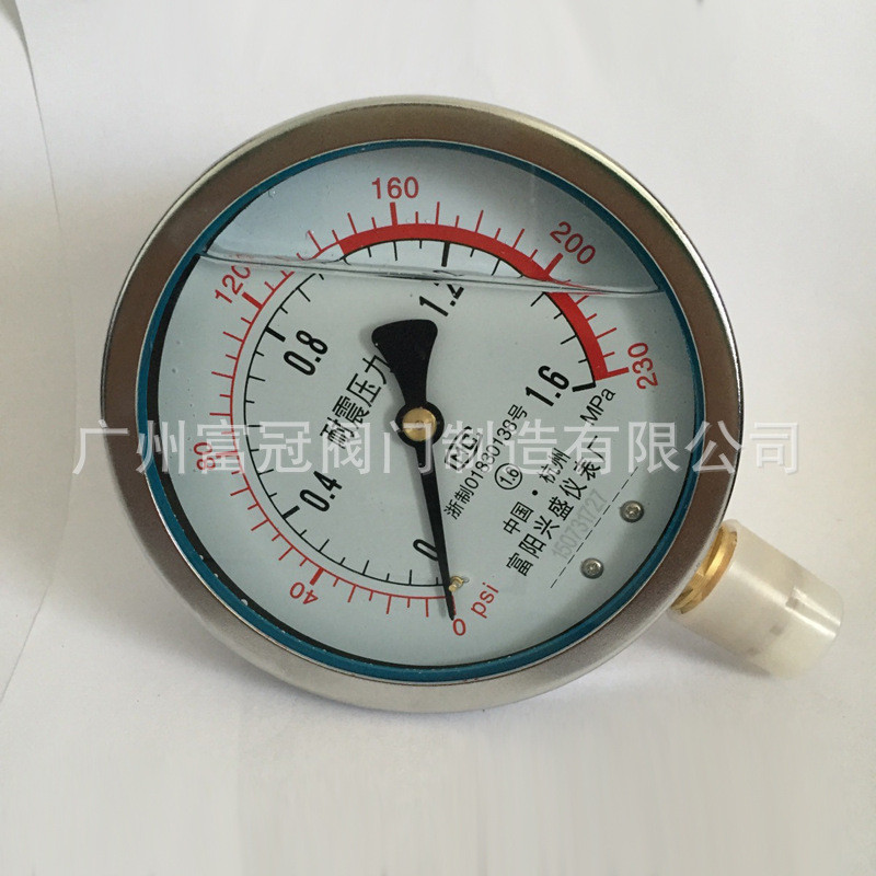 富阳兴盛耐震压力表YN100防震水压油压气压液压1.6/2.5/25/40mpa