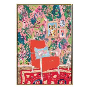 猫咪小众北欧田园抽象粉色系马蒂斯装 挂墙壁画 饰画风ins民宿美式