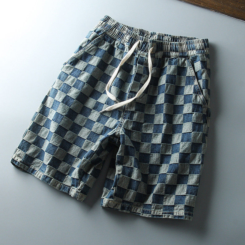 老李自留 立体色织格纹 日系水洗休闲牛仔男士五分裤中裤,男装,休闲裤,淘宝优惠券,粉丝福利购,淘宝优惠卷