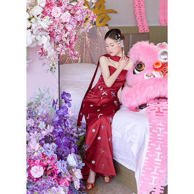 极速晨袍女新娘高级感订婚礼服裙高级感气质结婚当天新娘便装2025