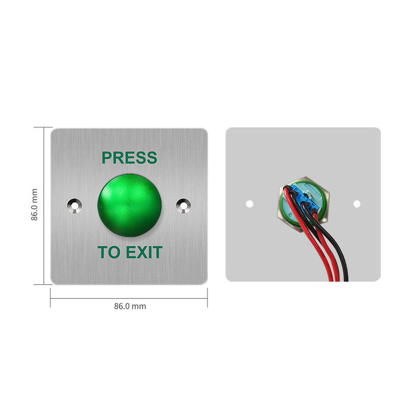 86型不锈钢防水蘑菇头开关门常开门禁面板窄进出室外按钮自动复位