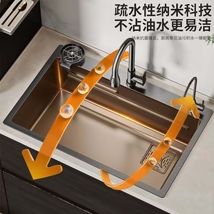家用厨房不锈钢水槽洗菜盆大单槽米粒压纹304台下洗碗槽加厚4mm