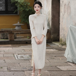 订婚领证连 长袖 直销长款 旗袍2025年春夏少女高级感日常蕾丝新中式