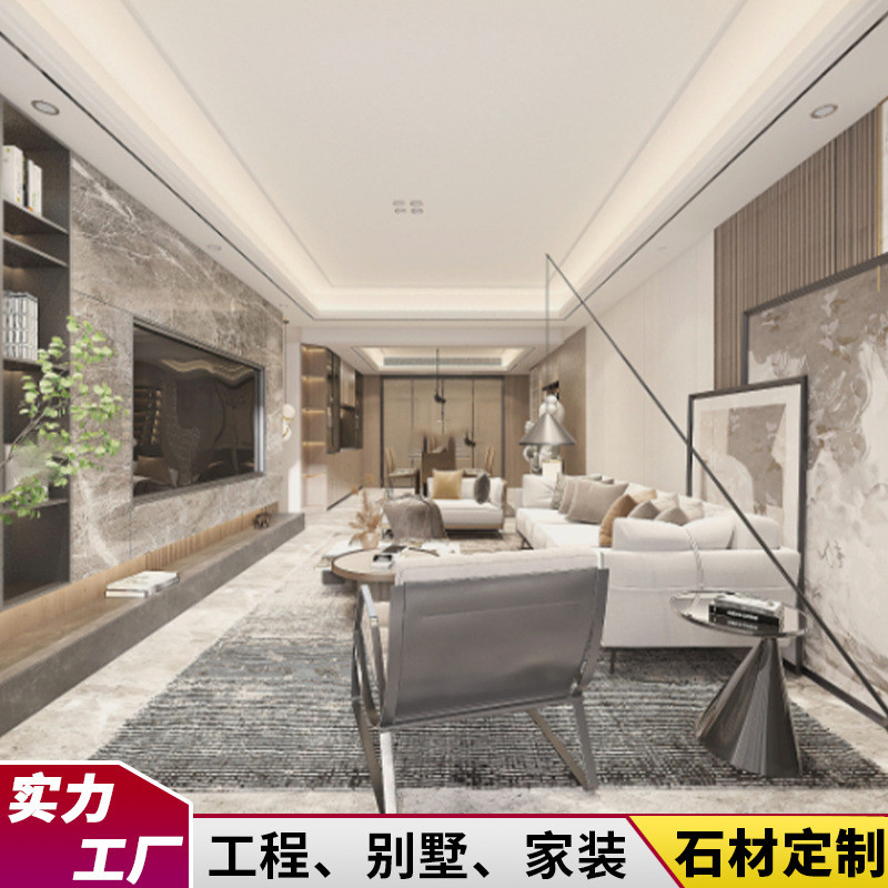 天然大理石背景墙面新中欧式客厅别墅玄关轻奢石材装饰套门窗批发