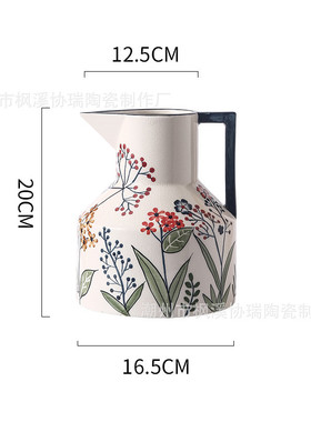 北欧手绘陶瓷花瓶现代轻奢家居风创意摆件田园客厅插花花器装饰品