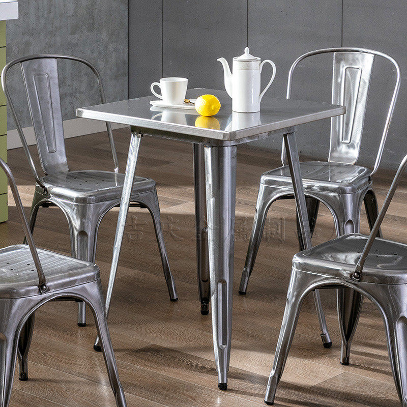 不锈钢咖啡厅餐桌简约正方形户外金属桌子铁艺工业风大火锅桌,住宅家具,实木餐桌,淘宝优惠券,粉丝福利购,淘宝优惠卷