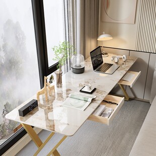 板岩长条桌靠墙书桌阳台窄条桌床边工作台办公电脑桌支架学习桌子