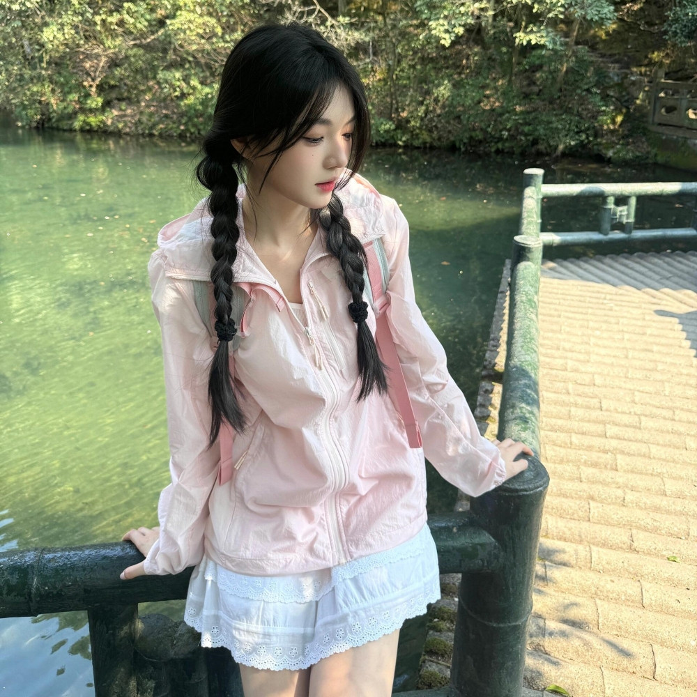 粉色甜美夏季防晒衣女小个子2025新款户外防紫外线薄款外套防晒服