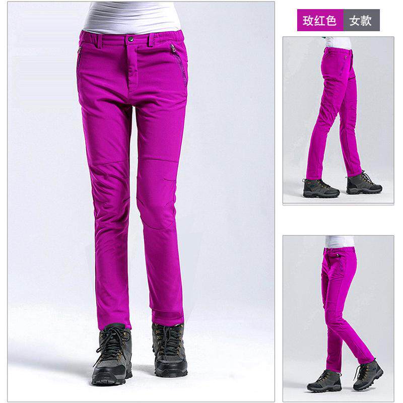 户外冲锋裤男 防风批发冬季加厚保暖情侣款软壳登山抓绒裤女防水