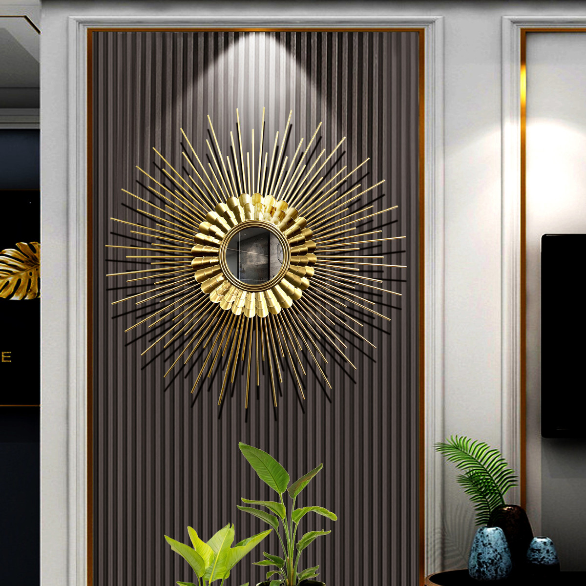 玄关欧式墙镜 美式客厅沙发创意背景墙轻奢装饰镜壁挂工厂直销