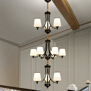 楼梯灯长吊灯别墅复式 全铜灯防尘 楼梯间中空公寓LOFT北欧三层美式