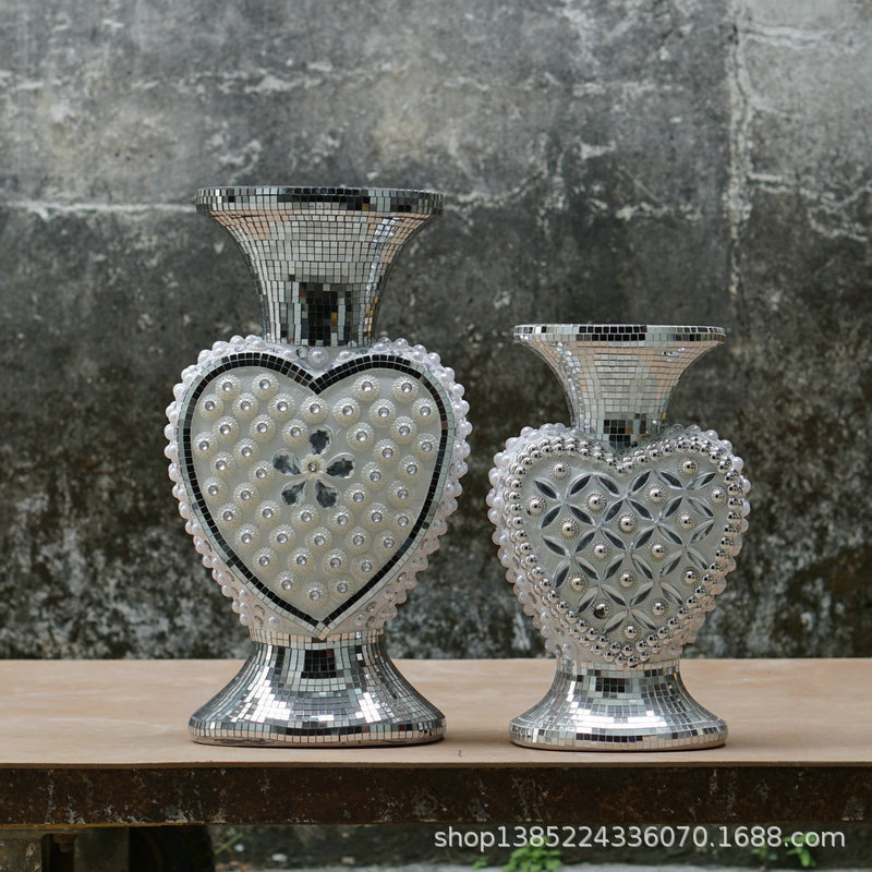 40cm贴珠花瓶珠饰玻璃贴现代陶瓷花瓶12寸花瓶欧式陶瓷小花瓶