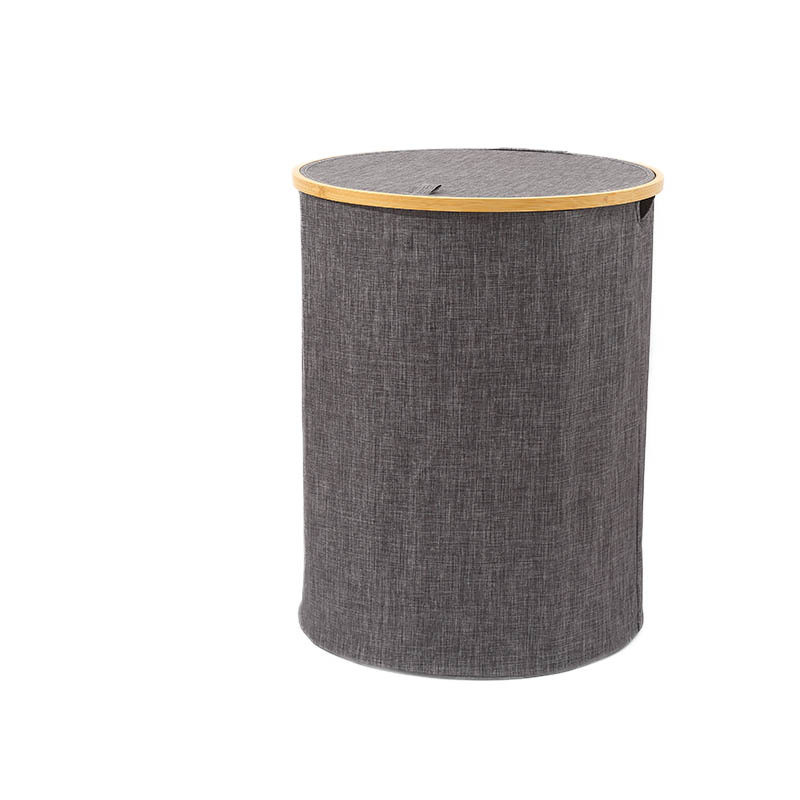 楠竹可折叠大容量脏衣篮泼水大号防家用浴室带盖布艺收纳蓝