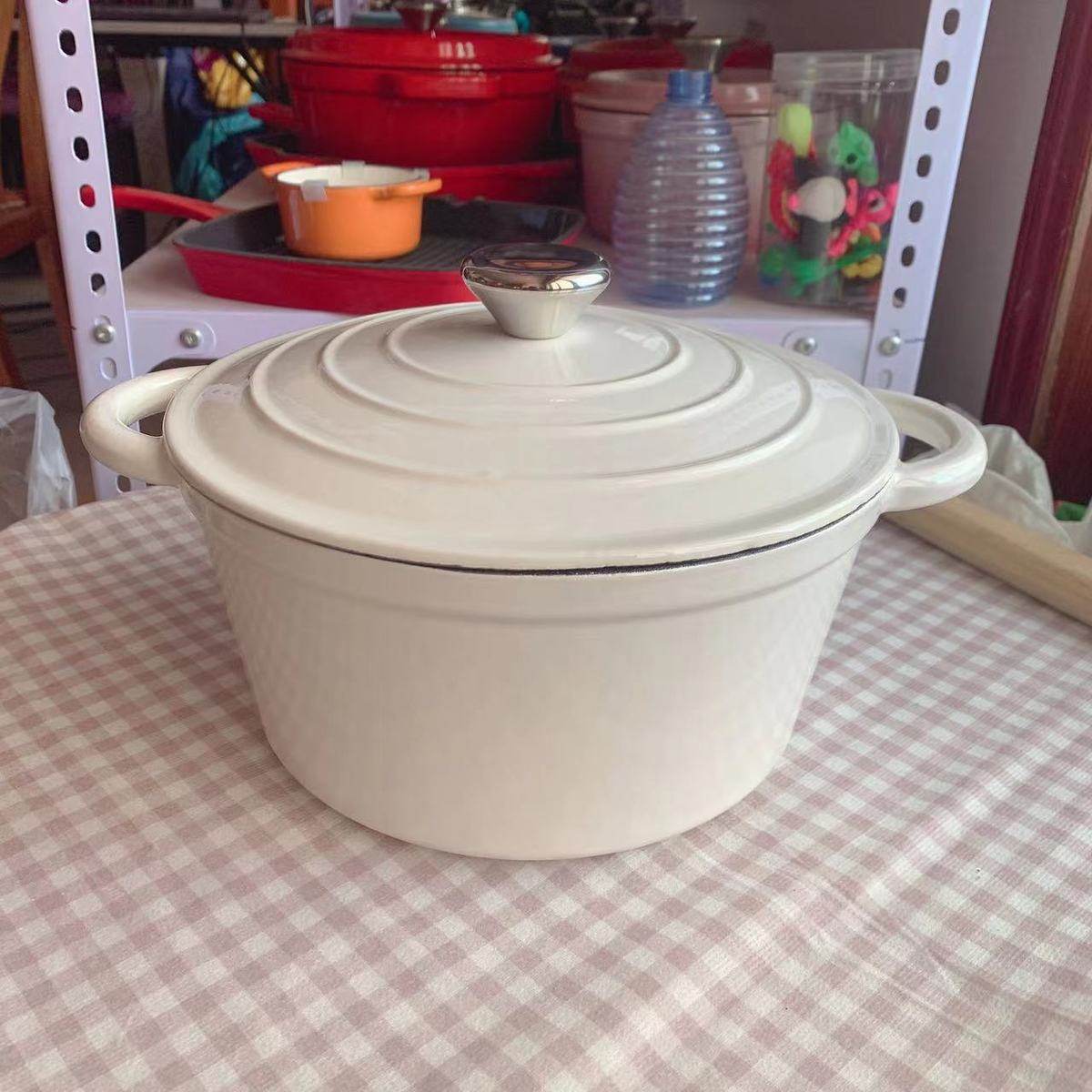 铸铁珐琅马萨汤锅24cm白色内胆炖汤锅炖肉锅焖米饭,厨房/烹饪用具,汤锅/汤桶/卤肉桶,淘宝优惠券,粉丝福利购,淘宝优惠卷