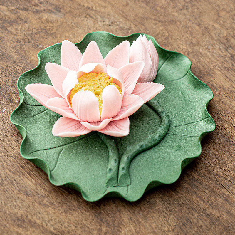 造久陶瓷莲花线香插底座家用室内熏香炉立香炉禅意线香炉插点香器