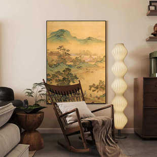 宋氏山水新中式挂画客厅茶室民宿背景墙中古风装饰画玄关美学壁画