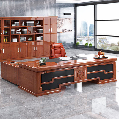 办公家具油漆老板桌椅组合贴皮总裁桌办公桌时尚大班台lbz-01