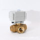 4分卧式 三通黄铜电动球阀TONHE通禾带手动操作指示微型电动阀DN15